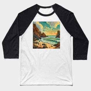 Waves Over the Beach at Porthcurno, Cornwall Baseball T-Shirt